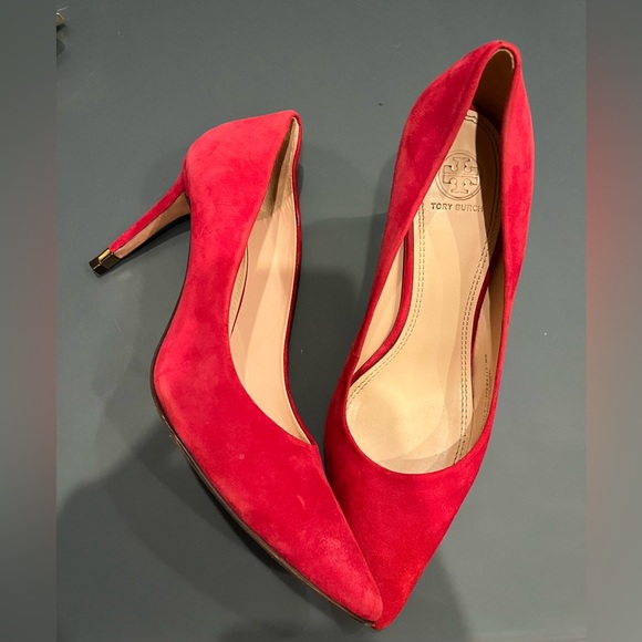 Tory Burch Red Suede Pumps - Picture 5 of 9